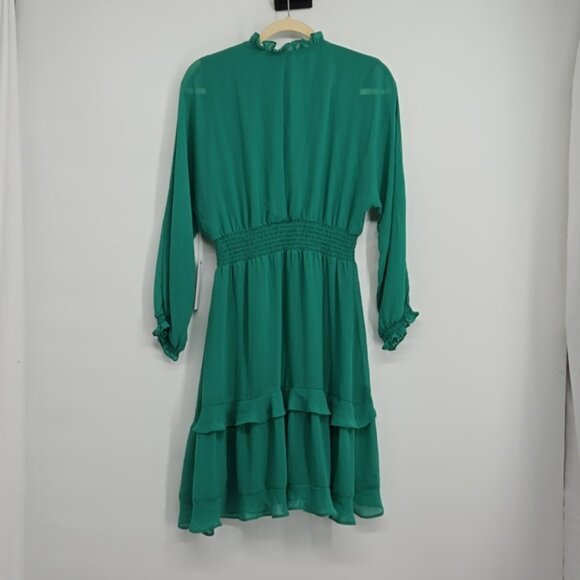 EMMA & MICHELE Womens Ruffle Knee Length Dress Green V Neckline Size Medium - Picture 6 of 11